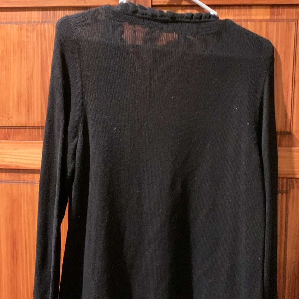 Macys Inc black 100% cotton cardigan sweater w ruffled detailing szXL boho style - Picture 5 of 5